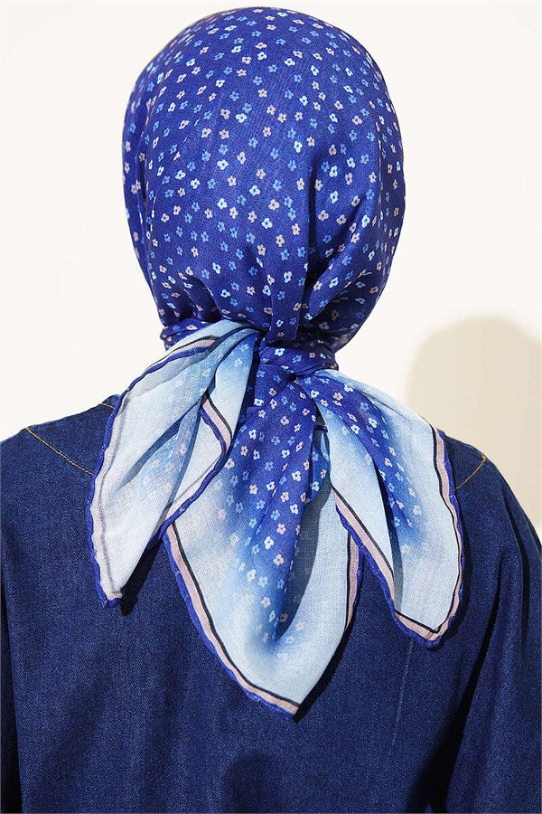 Mini Floral Gradient Scarf Navy Blue