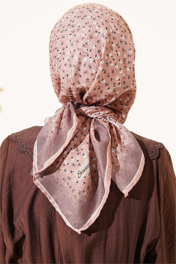 Mini Floral Striped Gradient Scarf Latte