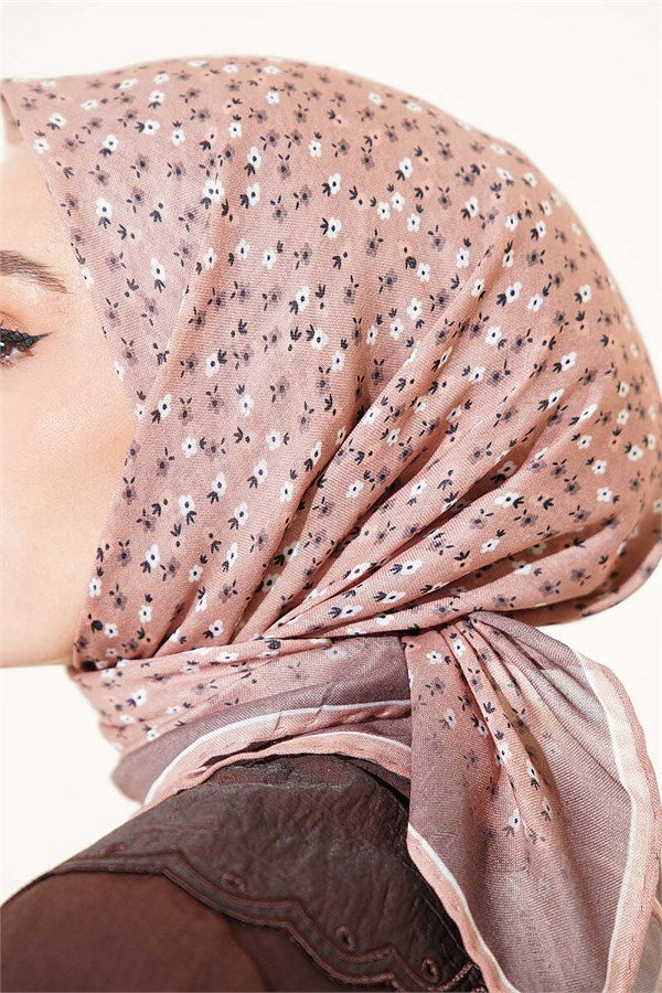 Mini Floral Striped Gradient Scarf Latte
