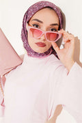 Mini Floral Striped Gradient Scarf Lilac