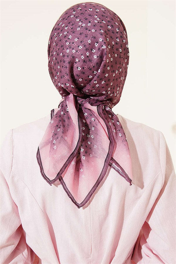 Mini Floral Striped Gradient Scarf Lilac