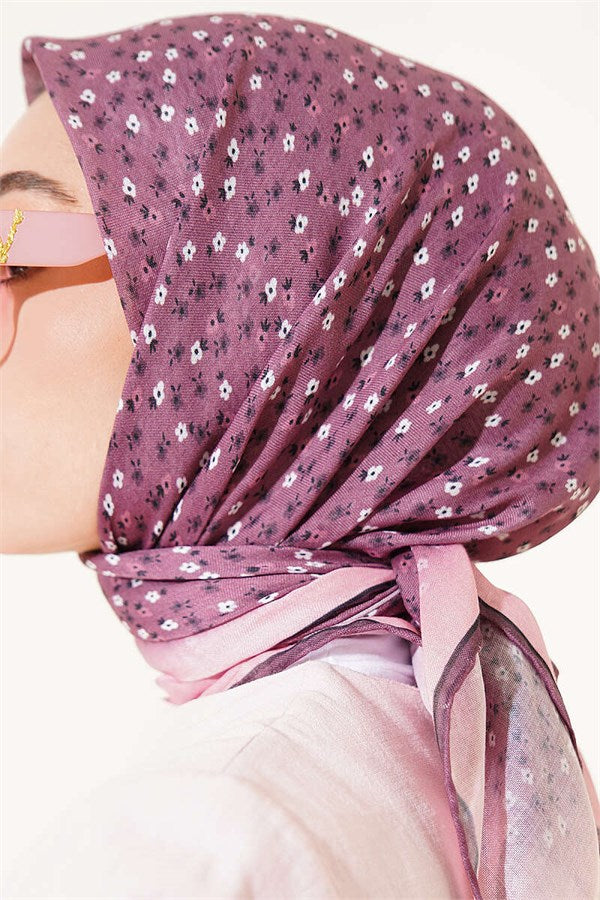 Mini Floral Striped Gradient Scarf Lilac