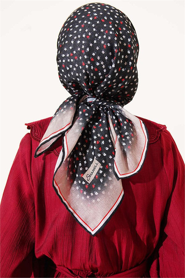 Mini Floral Striped Gradient Scarf Black