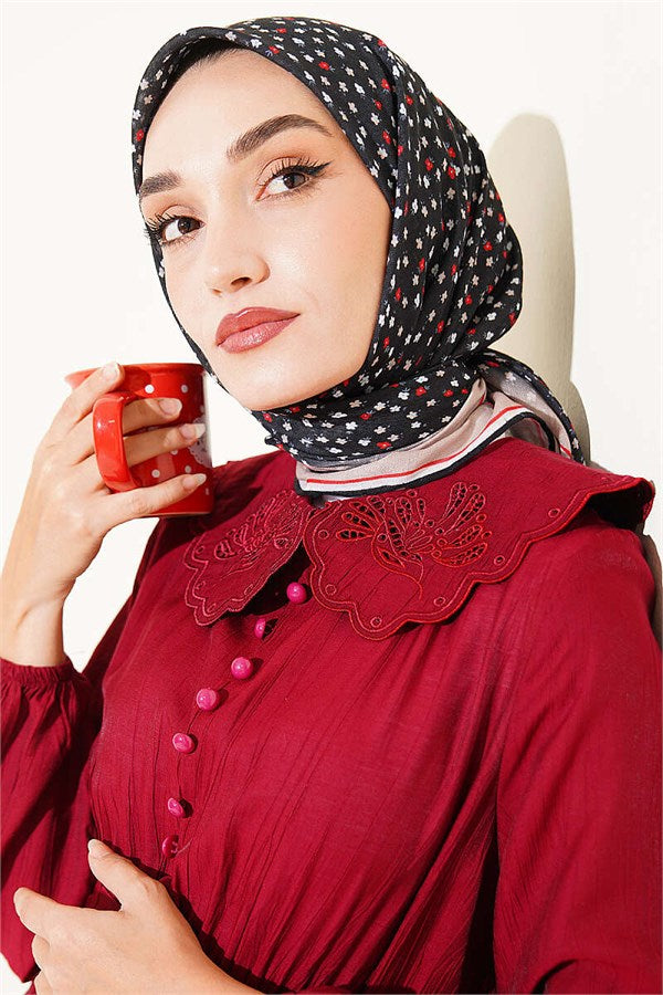 Mini Floral Striped Gradient Scarf Black