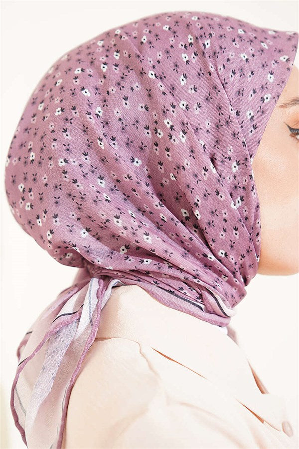Mini Floral Striped Gradient Scarf, Mink