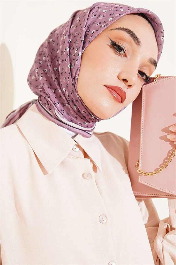 Mini Floral Striped Gradient Scarf, Mink