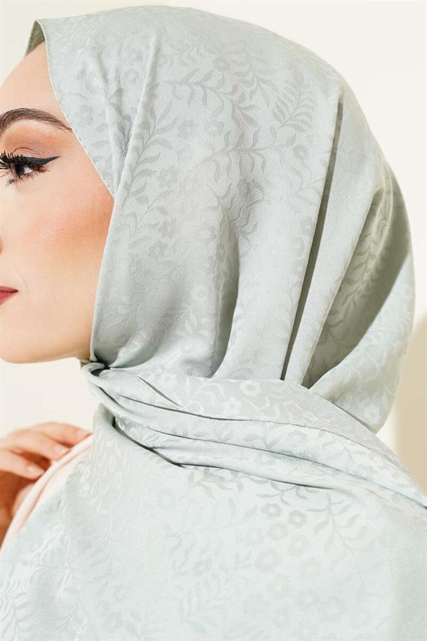 Mini Floral Jacquard Shawl Almond Green -87