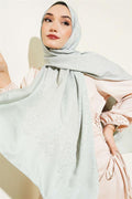 Mini Floral Jacquard Shawl Almond Green -87