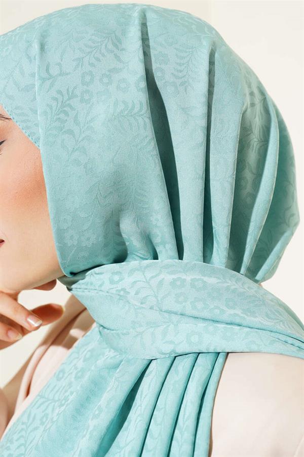 Mini Floral Jacquard Shawl Mint -134