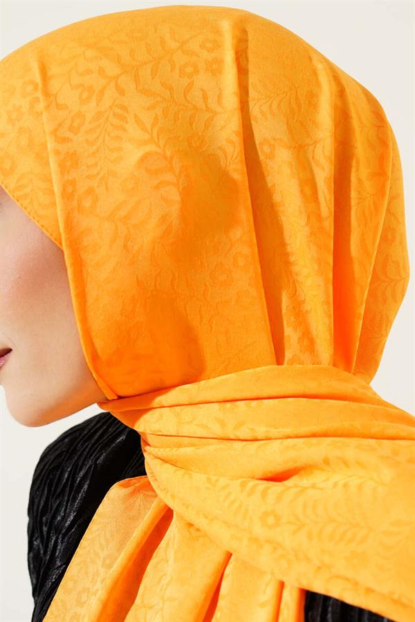 Mini Floral Jacquard Shawl Orange -135