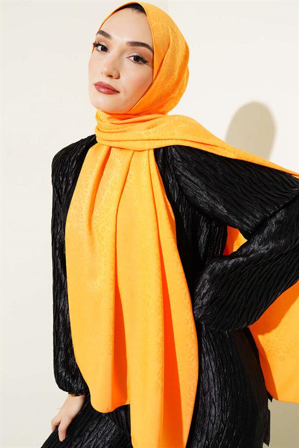 Mini Floral Jacquard Shawl Orange -135