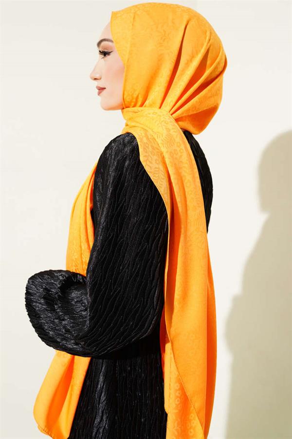 Mini Floral Jacquard Shawl Orange -135