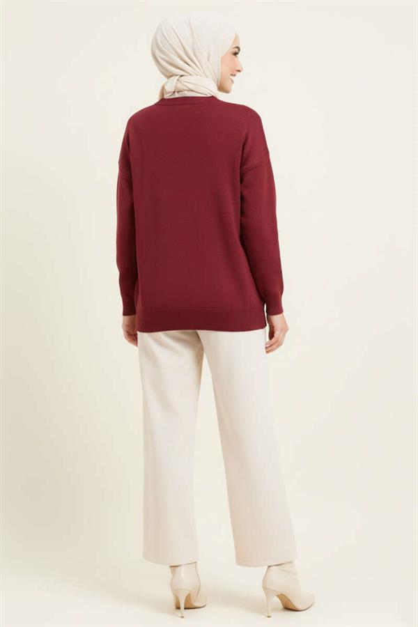 Mini Bow Knitted Tunic, Burgundy