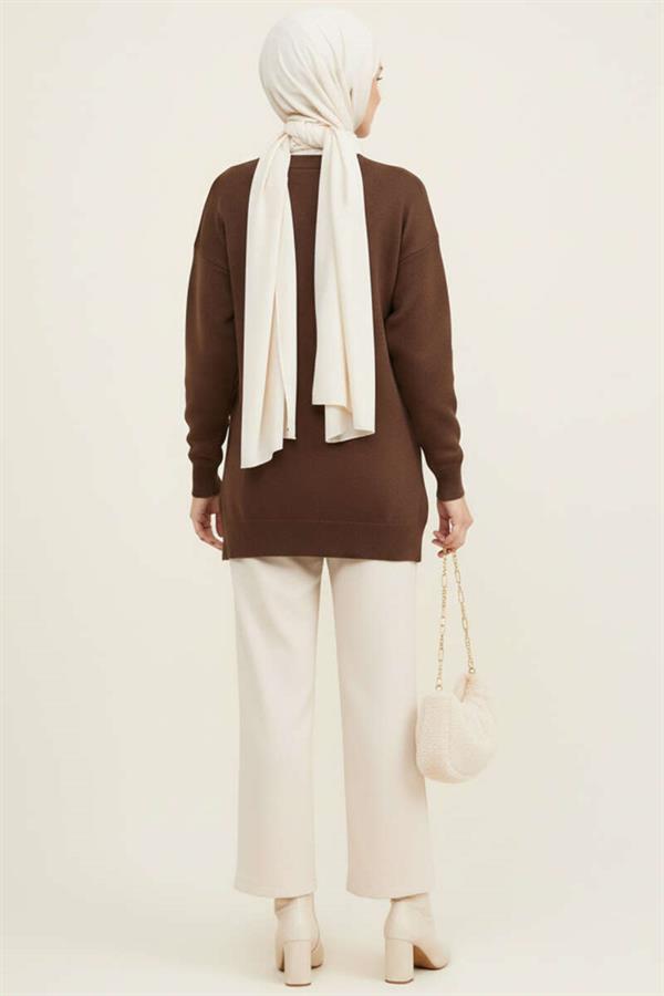 Mini Bow Knitted Tunic, Brown