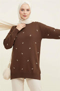 Mini Bow Knitted Tunic, Brown