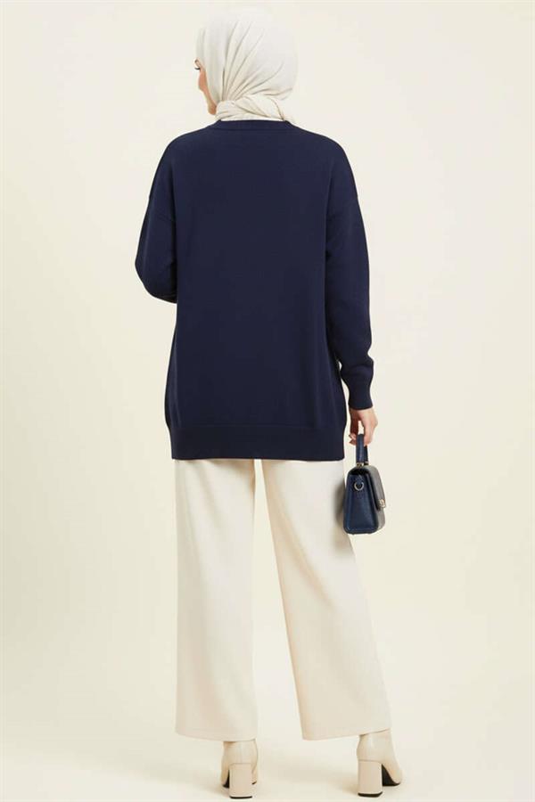 Mini Bow Knitted Tunic Navy Blue
