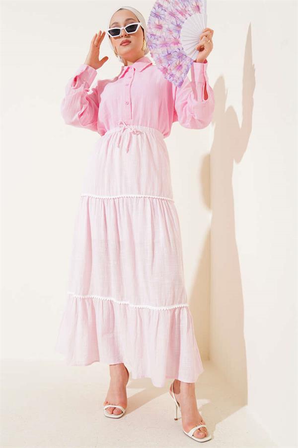 Mini Pompom Detailed Skirt Pink