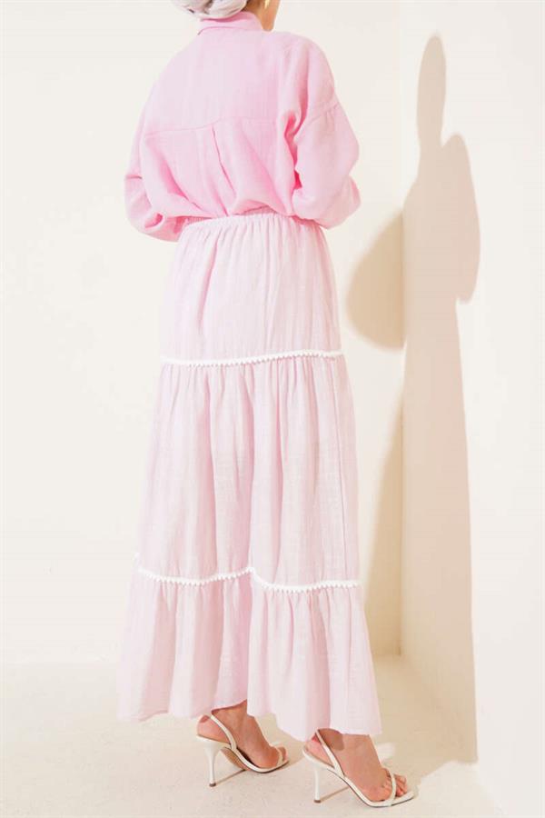 Mini Pompom Detailed Skirt Pink