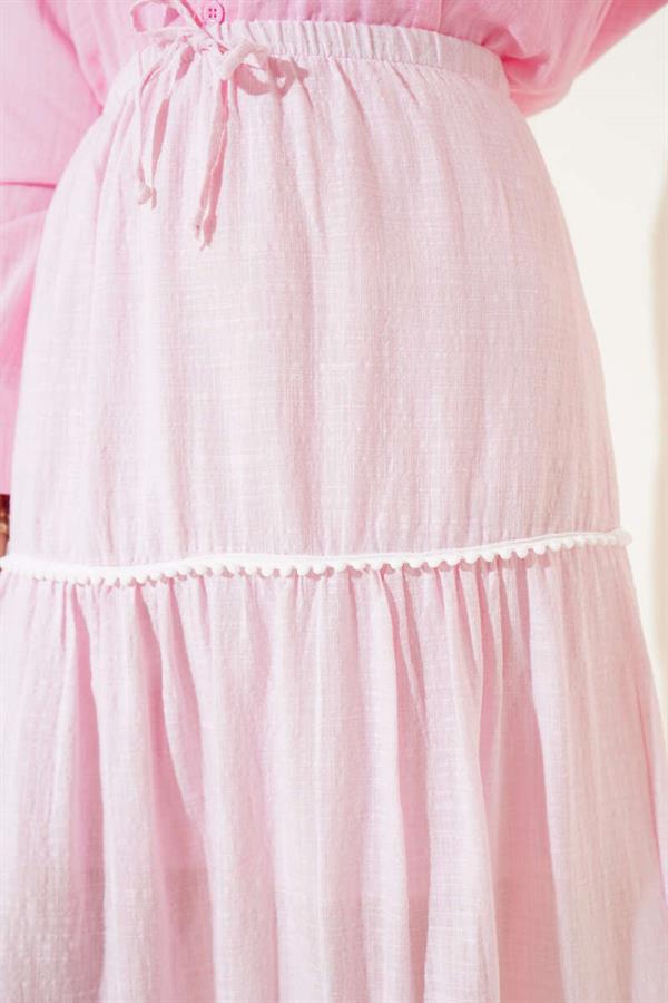 Mini Pompom Detailed Skirt Pink