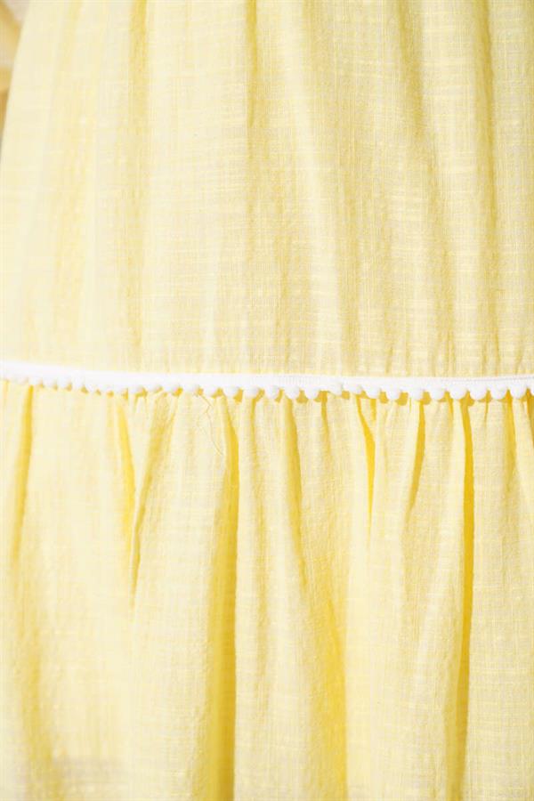 Mini Pompom Detailed Skirt Yellow