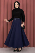 Mini Gingham Pattern Skirt in Navy Blue