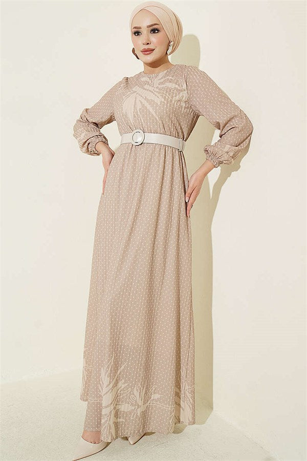 Mini Polka Dot Dress, Beige