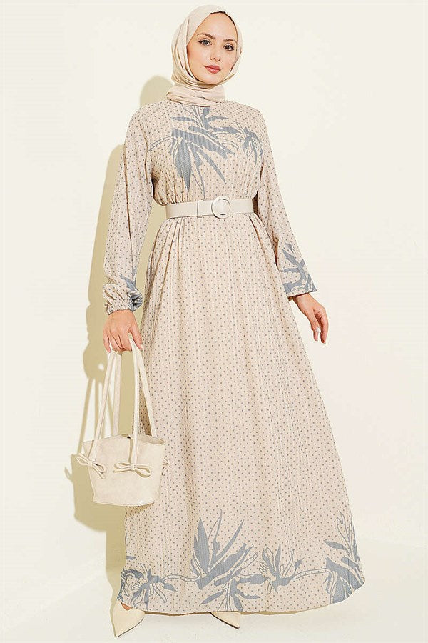 Mini Polka Dot Dress, Sand Beige