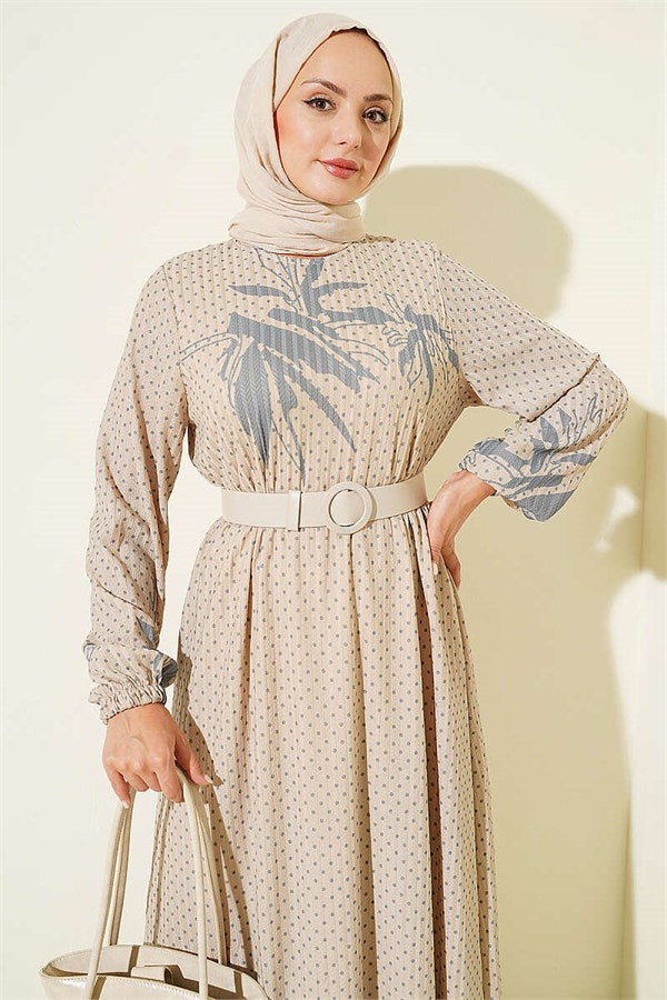 Mini Polka Dot Dress, Sand Beige