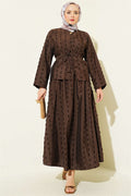 2 Piece Set with Mini Skirt and Tassel Detail, Coffee Color