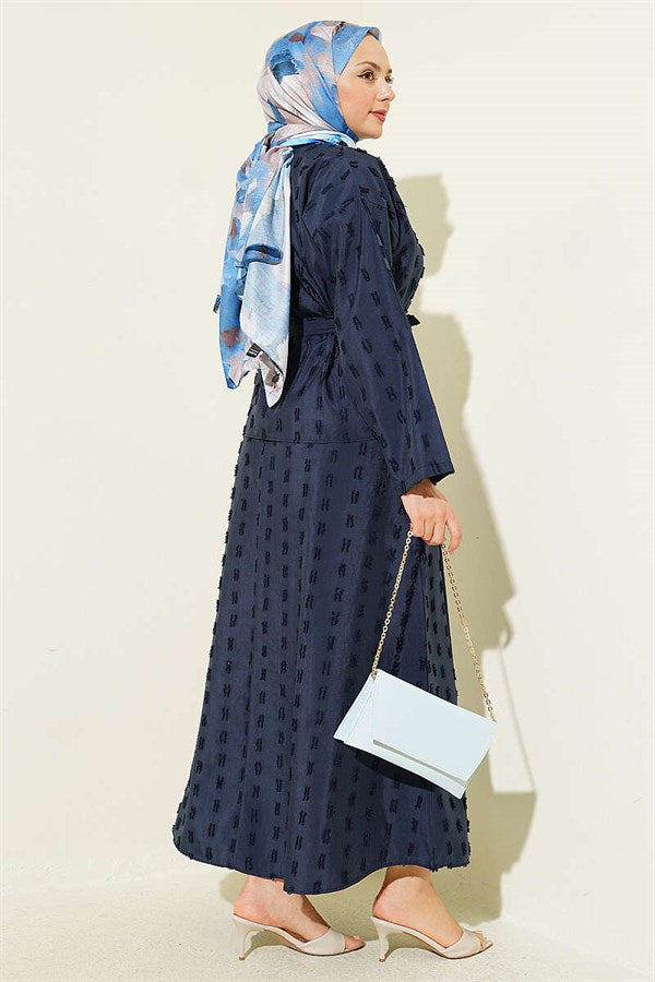 2 Piece Set with mini skirt and tassel detail, navy blue.