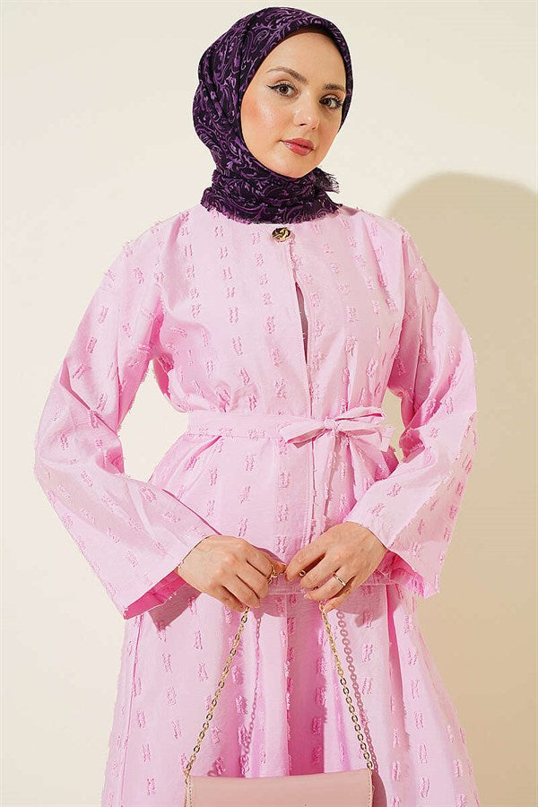 2 Piece Set with mini skirt and tassel detail, pink.
