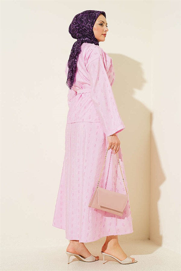 2 Piece Set with mini skirt and tassel detail, pink.