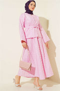 2 Piece Set with mini skirt and tassel detail, pink.