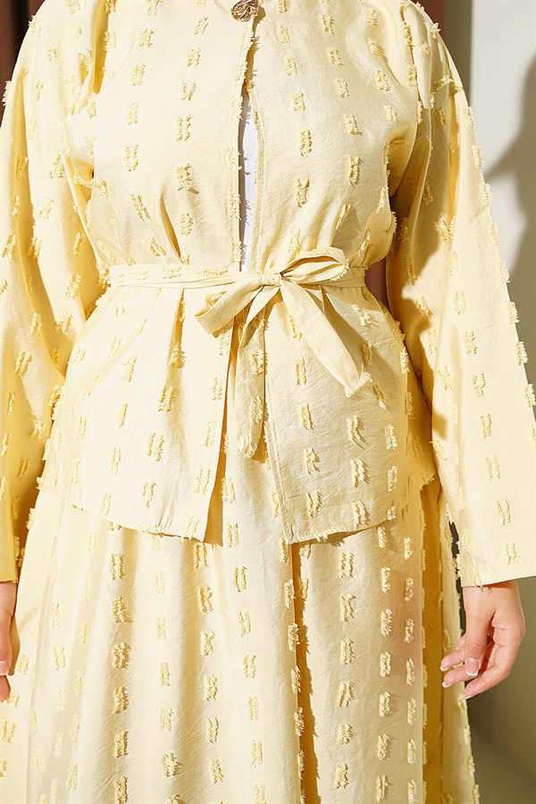2 Piece Set with Mini Skirt and Tassel Detail, Yellow