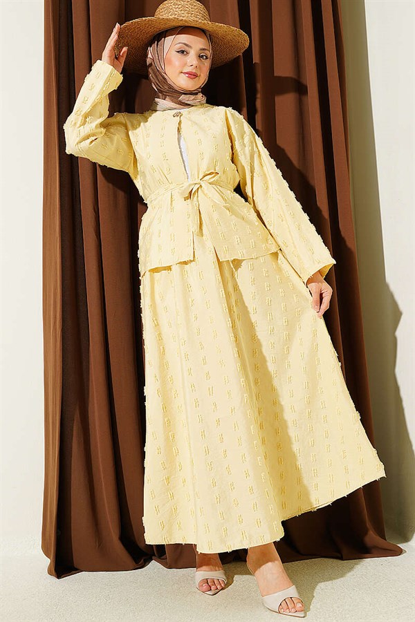 2 Piece Set with Mini Skirt and Tassel Detail, Yellow