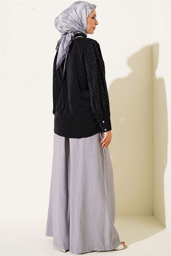 Mini Embellished Button Shirt Black