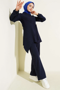 Mini 2 Piece Set with Rhinestone Belt Detail, Navy Blue