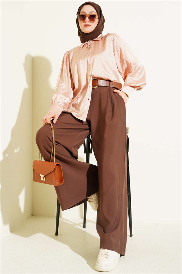 Mini Embellished Satin Shirt Latte