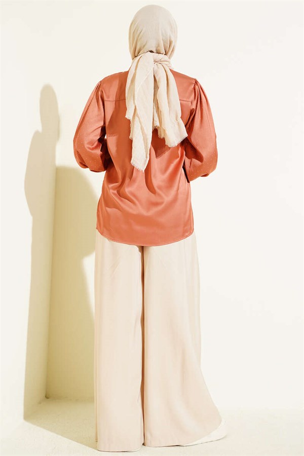 Mini Embellished Satin Shirt Powder Pink