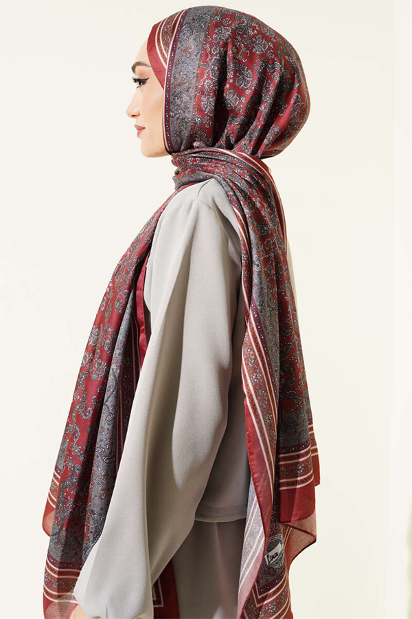 Soft Shawl with Tiny Flower Motifs, Terracotta