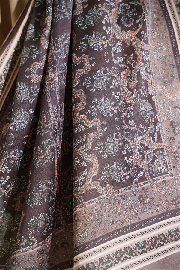 Soft Scarf with Tiny Flower Motifs, Mink Color
