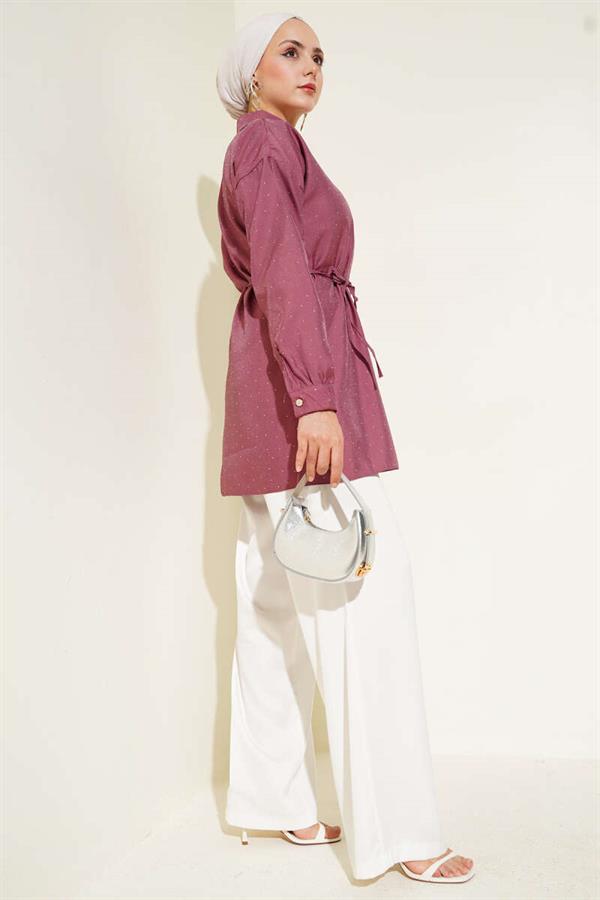 Shirt with Tiny Stone Decorations, Magenta