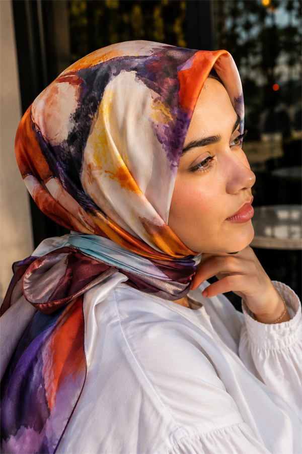 Modern Floral Pattern Scarf Series Burgundy
