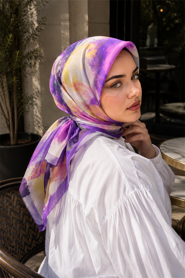 Modern Floral Pattern Scarf Series Purple