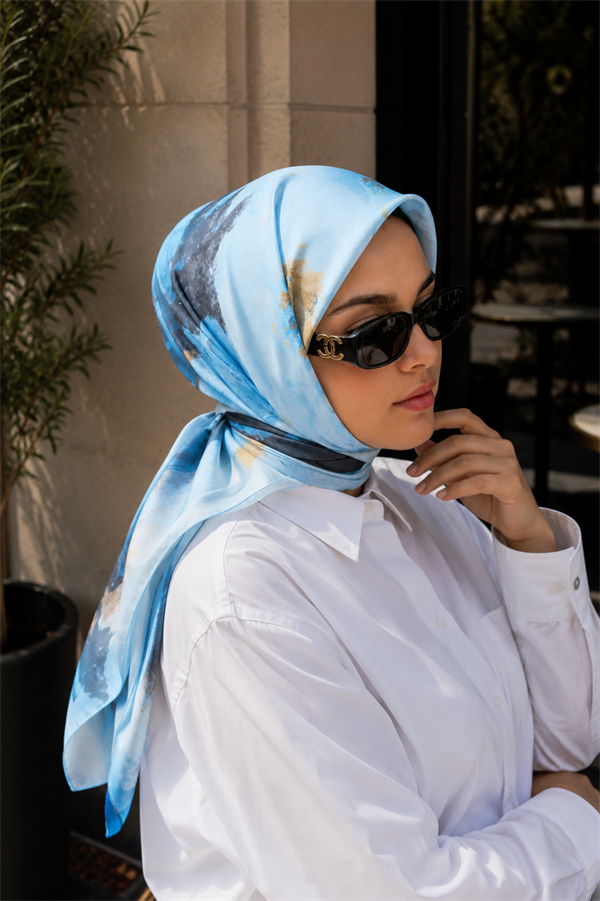 Modern Floral Pattern Scarf Series Turquoise