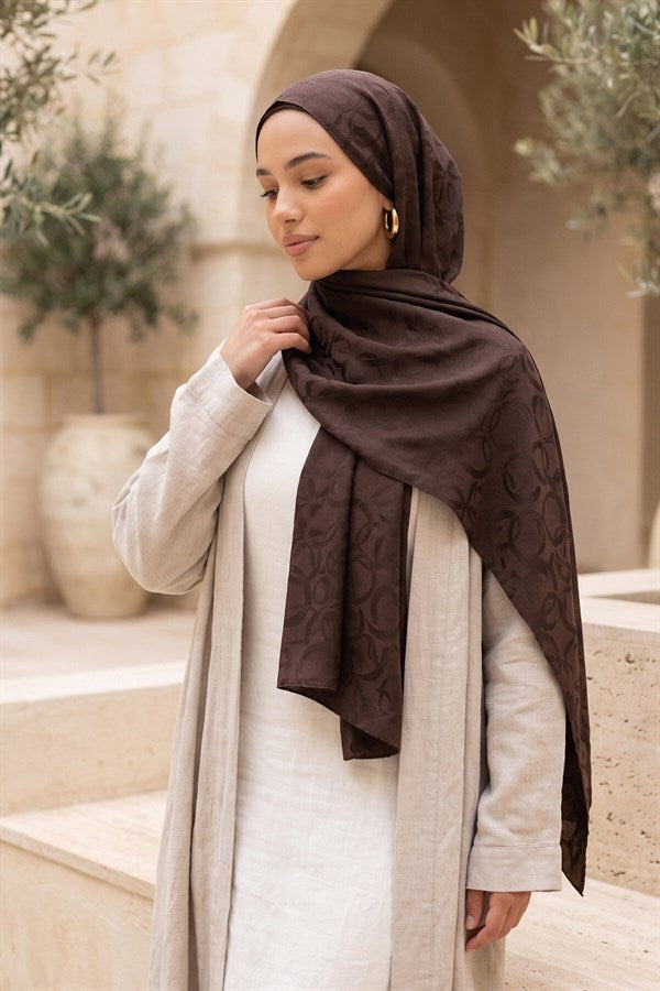 Modern Ring Pattern Jacquard Shawl Series Dark Brown