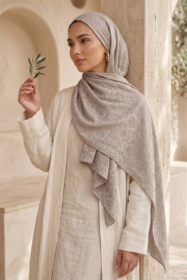 Modern Ring Pattern Jacquard Shawl Series Light Beige