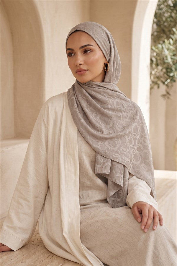 Modern Ring Pattern Jacquard Shawl Series Light Beige