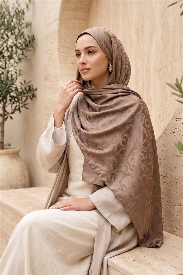 Modern Ring Pattern Jacquard Scarf Series Light Brown