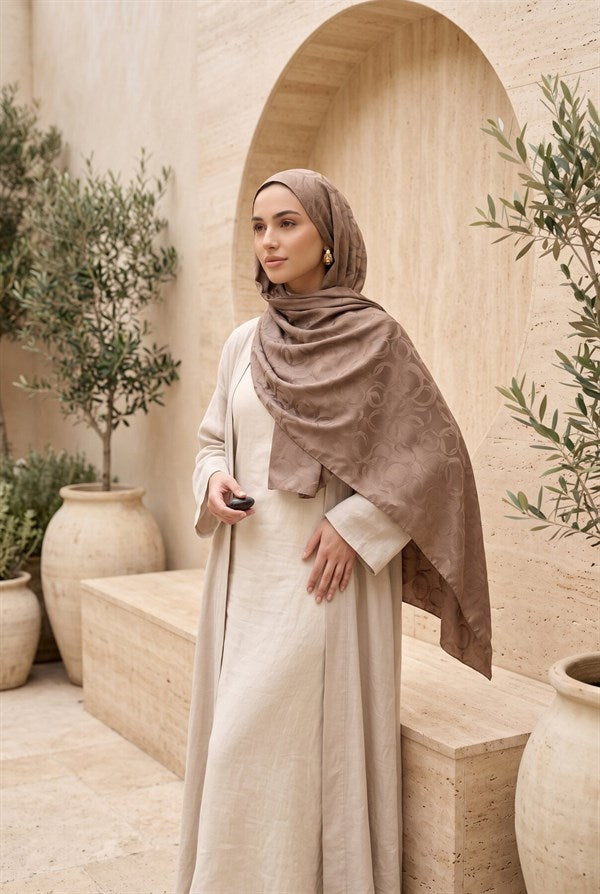 Modern Ring Pattern Jacquard Scarf Series Light Brown